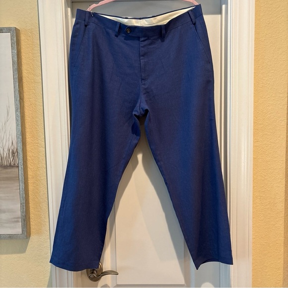 CHAPS MEN LINEN AND RAYON BLUE PANTS SIZE 38 WIDTH 27 INSEAM - Picture 1 of 16